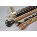 Five Vintage Walking Sticks