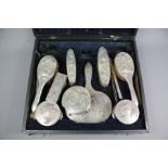 Chinese Export Silver Boxed Vanity Set