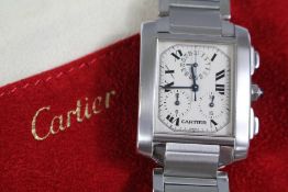 Cartier Tank Francaise Quartz Chronoflex Stainless Steel Gentleman's Wrist Watch