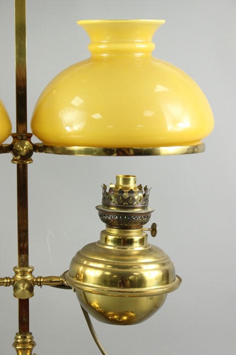 Antique Brass Double Shade Oil Lamp - Image 4 of 7