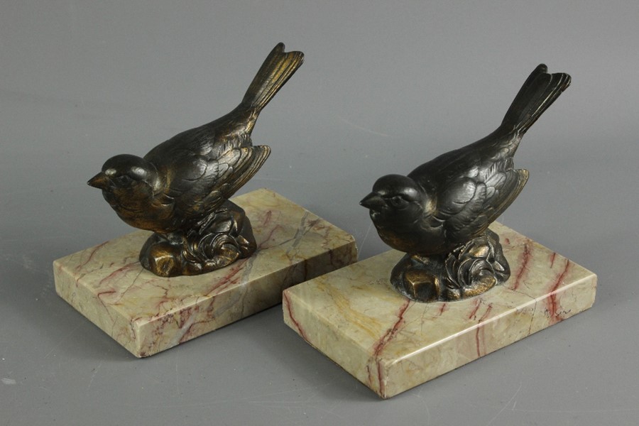 A Pair of French Cast Metal Bird Book Ends