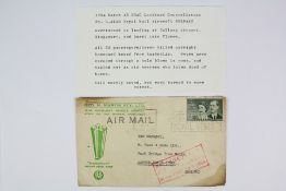 1954 Salvaged Mail from Singapore Air Crash