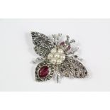 A Silver and Marcasite Bug Brooch
