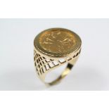A 9ct Gold Half Sovereign Ring