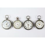 Four Lady's Silver Pocket Watches