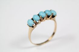 Antique 9ct Five Stone Turquoise Ring