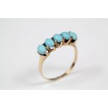 Antique 9ct Five Stone Turquoise Ring