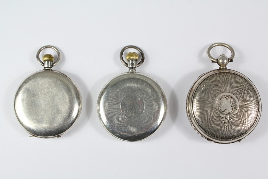 Three silver open faced pocket watches - Image 2 of 3