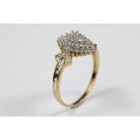 A 9ct Yellow Gold Diamond Cluster Ring