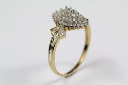 A 9ct Yellow Gold Diamond Cluster Ring