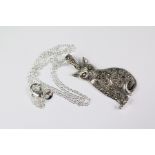 A Silver and Marcasite Cat Pendant