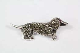 A Silver Marcasite Dachshund Brooch