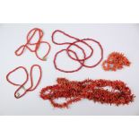 Miscellaneous Coral and Red Bead Necklaces
