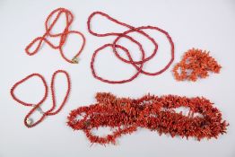 Miscellaneous Coral and Red Bead Necklaces