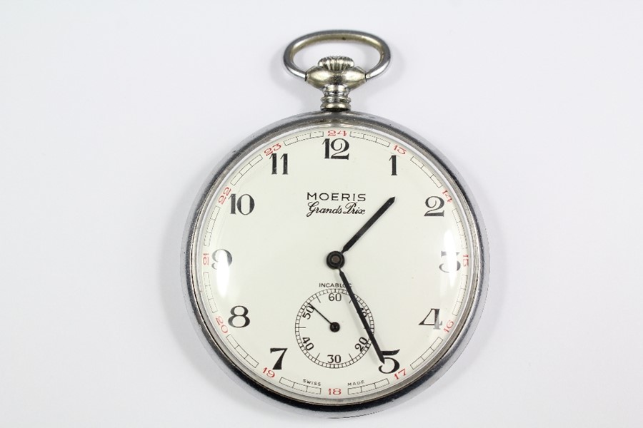 Stainless Steel Moeris Grand Prix Incabloc Pocket Watch - Image 2 of 5