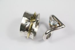 9ct Gold and Silver Aquamarine Ring