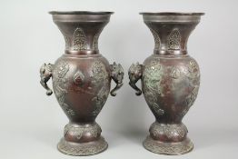 A Pair Late 19th Century Bronze Japanese Vases