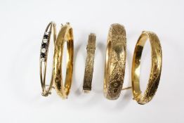 Five Rolled Gold Bangles