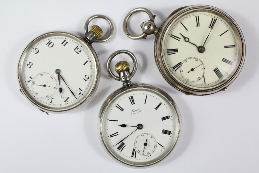 Three silver open faced pocket watches - Image 3 of 3