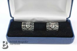 Pair of Silver Claddagh-Style Cufflinks