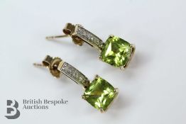 9ct Peridot and Diamond Earrings