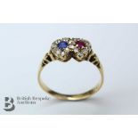 Antique 18ct Yellow Gold Ruby, Sapphire and Diamond Ring