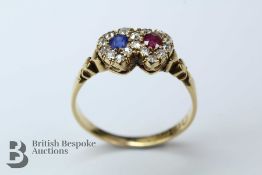 Antique 18ct Yellow Gold Ruby, Sapphire and Diamond Ring