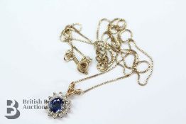 9ct Yellow Gold Sapphire and Diamond Pendant