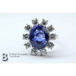 A Stunning Natural Sri-Lankan Cornflower Blue 5ct Sapphire and Diamond Ring