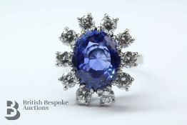 A Stunning Natural Sri-Lankan Cornflower Blue 5ct Sapphire and Diamond Ring