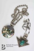 Turquoise and Silver Ethnic Pendant