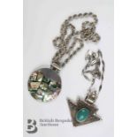 Turquoise and Silver Ethnic Pendant