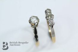 Edwardian 18ct Yellow Gold, Platinum and CZ Ring plus one other