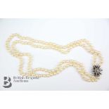 A Set of Double Strand Cultured Pearl Necklace