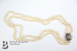 A Set of Double Strand Cultured Pearl Necklace