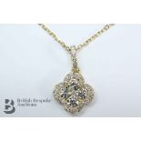 18ct Yellow Gold Diamond Four Leaf Clover-Style Necklace