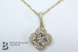 18ct Yellow Gold Diamond Four Leaf Clover-Style Necklace