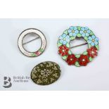 Three Vintage Enamel Brooches