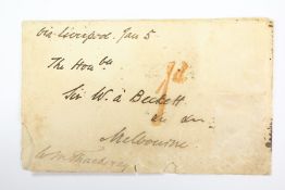 William Makepeace Thackeray Signature on 1855 Envelope