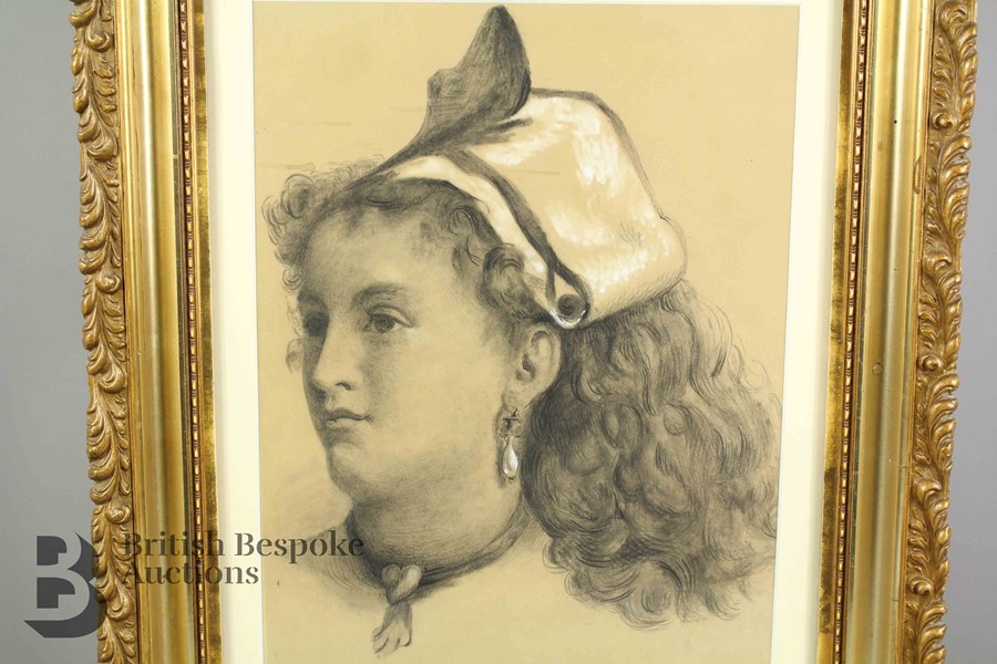 19th Century Pencil Portrait - Image 2 of 4