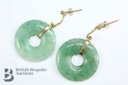 A Pair of Jade Disc Earrings