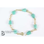 18ct Yellow Gold and Turquoise Line Bracelet