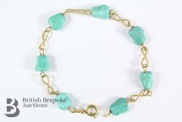 18ct Yellow Gold and Turquoise Line Bracelet