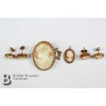Two Pairs of 9ct Shell Cameo Earrings