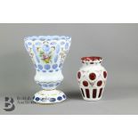 Blue Bohemian Enamel Glass Vase