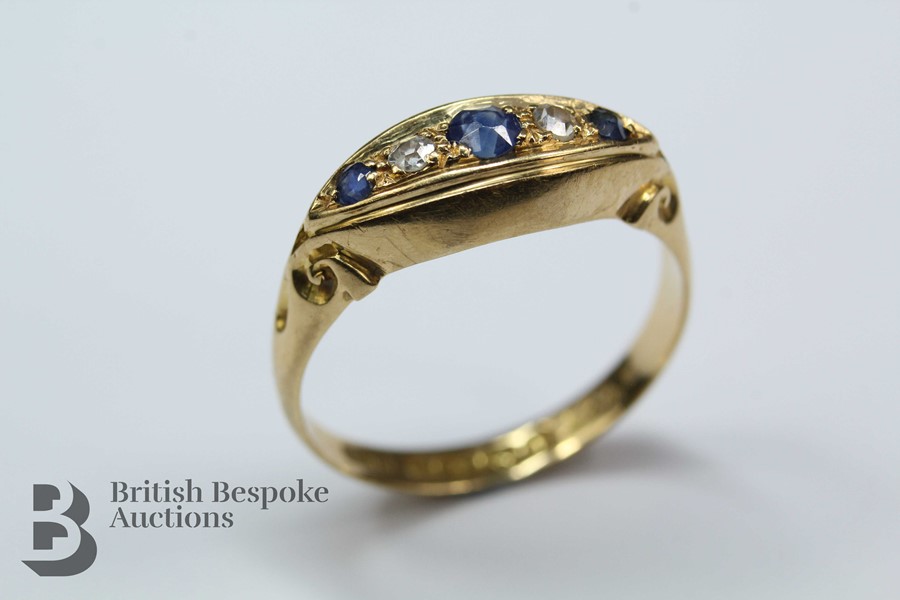 Antique 18ct Sapphire and Diamond Ring - Image 2 of 4