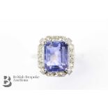 Natural 4.95 ct Platinum Ceylon Cornflower Blue Sapphire and Diamond Ring