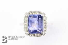 Natural 4.95 ct Platinum Ceylon Cornflower Blue Sapphire and Diamond Ring