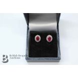 Pair of 18ct Ruby and Diamond Cluster Earrings