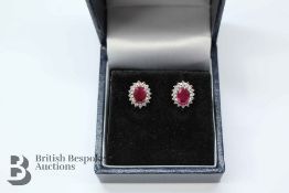 Pair of 18ct Ruby and Diamond Cluster Earrings